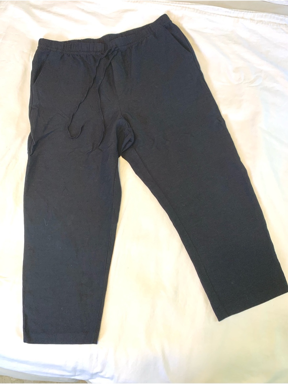 H&M Wide Leg, Linen Blend Crop Pants. Size Large